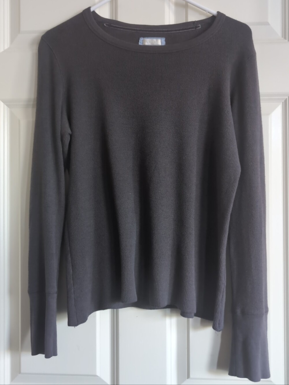 Dark grey charcoal cotton rayon long sleeve thermal